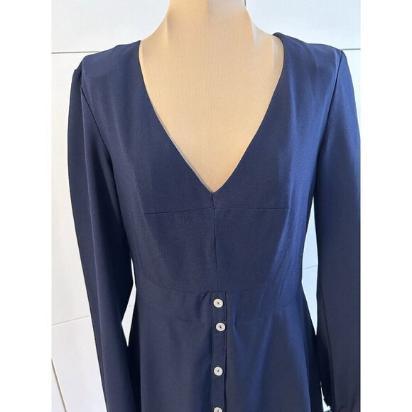 Hutch Dress Navy Blue Willow Button Front Fit Flare Mini Size S - Picture 2 of 9